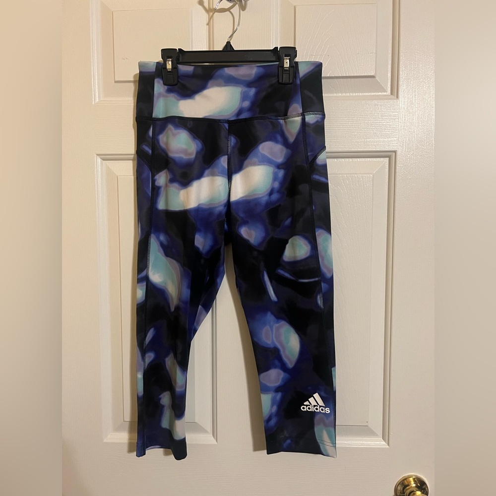 adidas Zoe Saldana Collection High Waisted Capri Leggings | Women M | Pre-owned